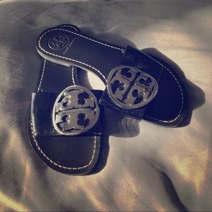 Tory Burch black and silver sandals